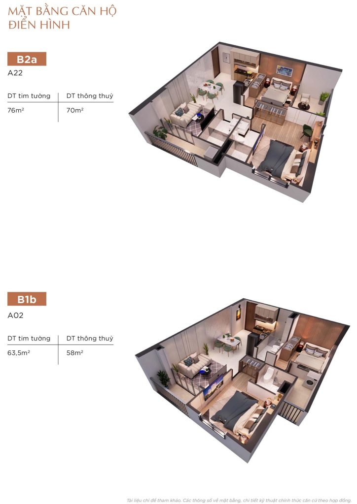 Mặt bằng căn hộ điển hình B2A, B1B