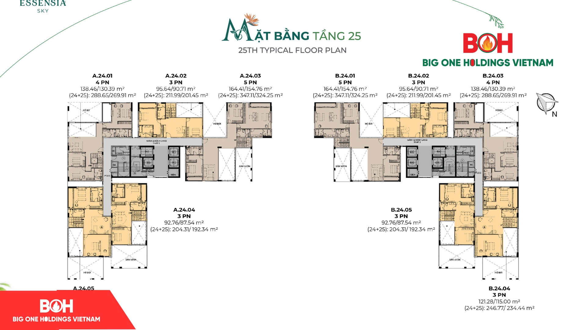 mặt bằng tầng 25 Essensia Sky