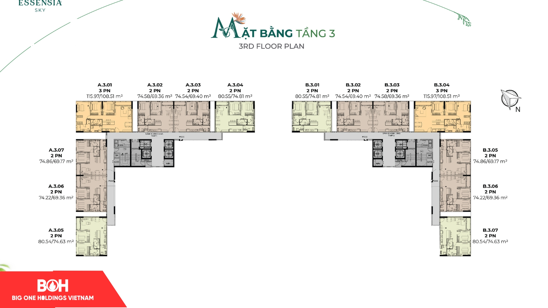 mặt bằng tầng 3 Essensia Sky