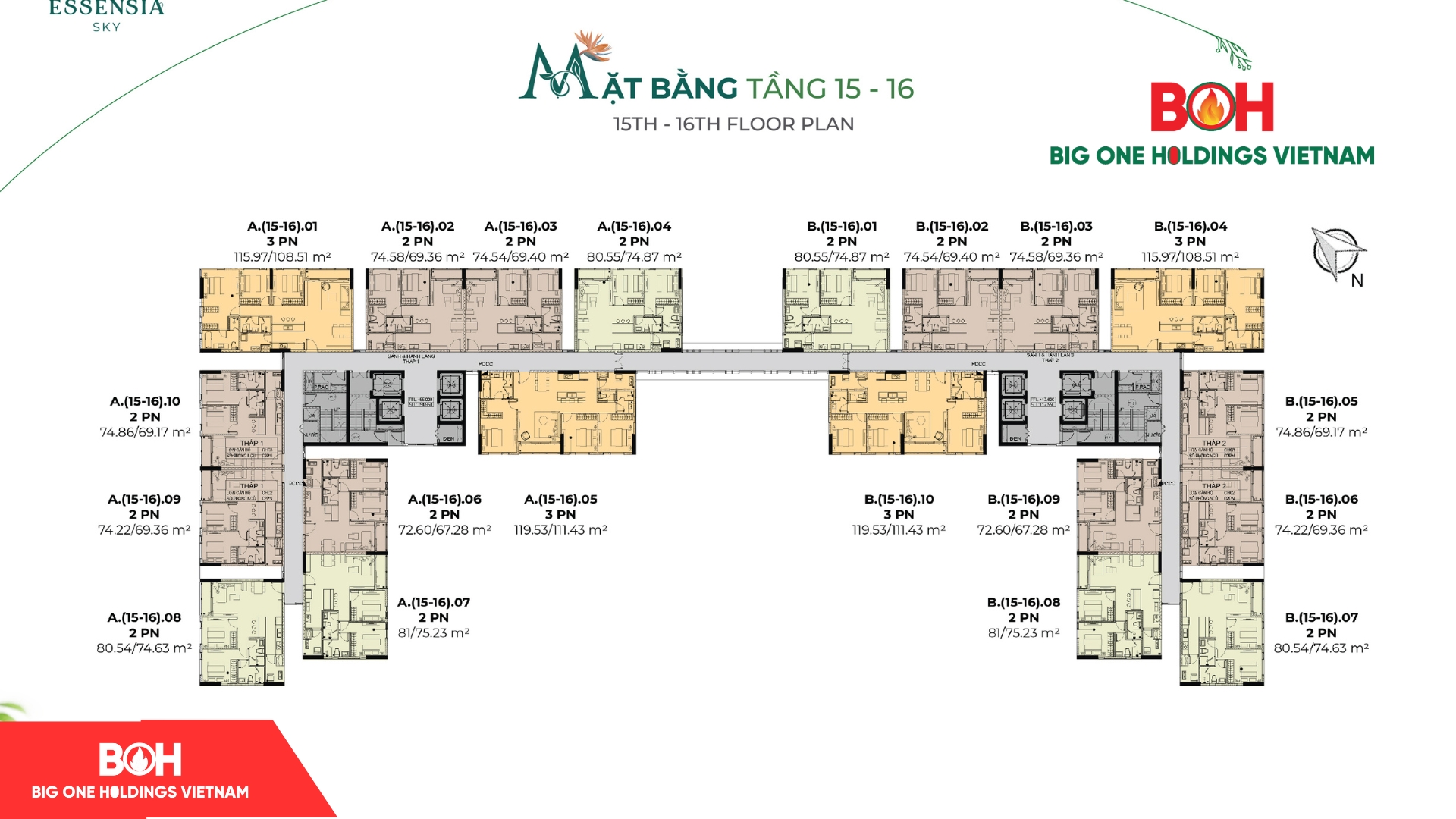 mặt bằng tầng 15 -16 Essensia Sky