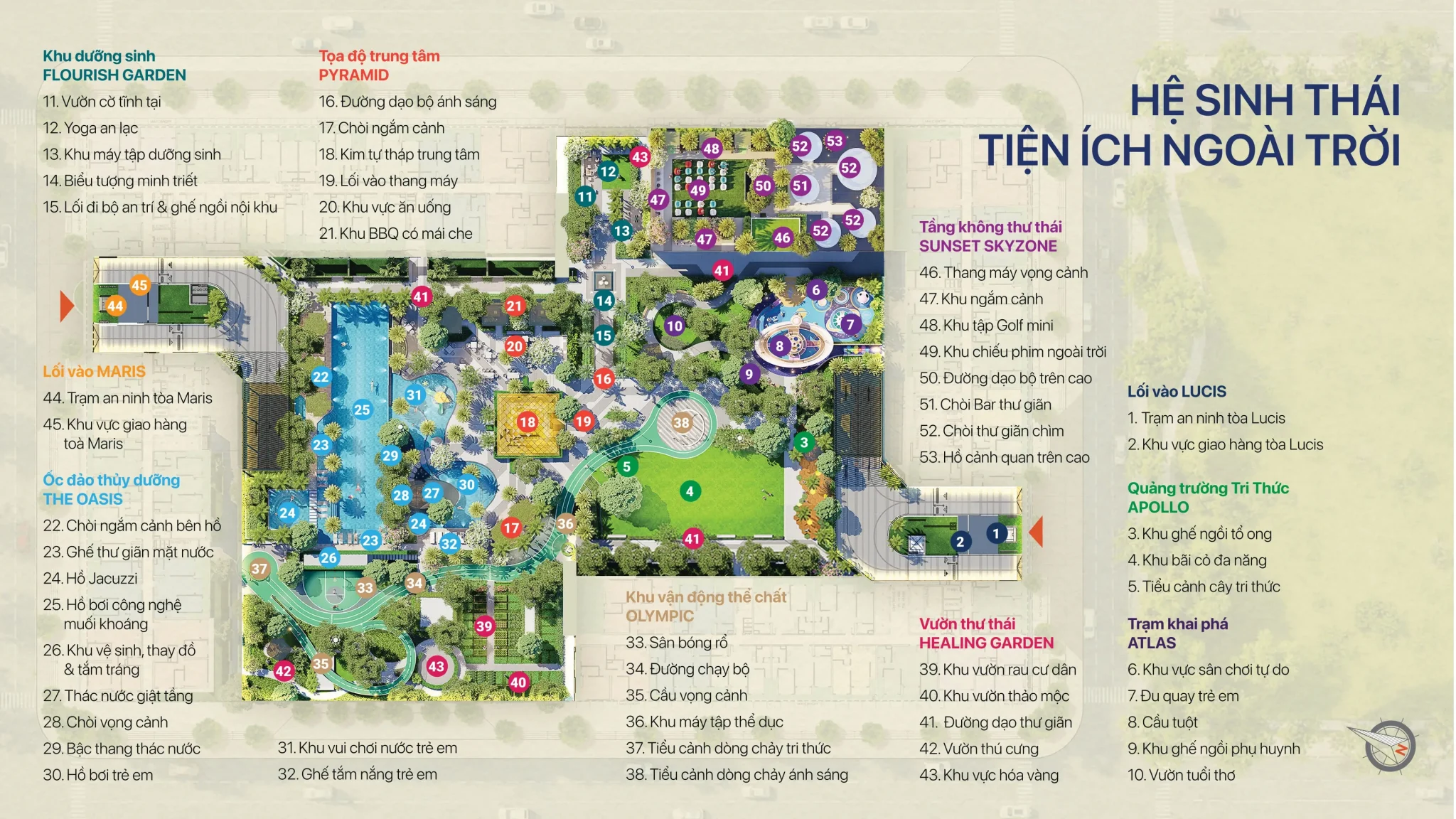 Mặt bằng bố trí hệ tiện ích nội khu dự án TT Genesis