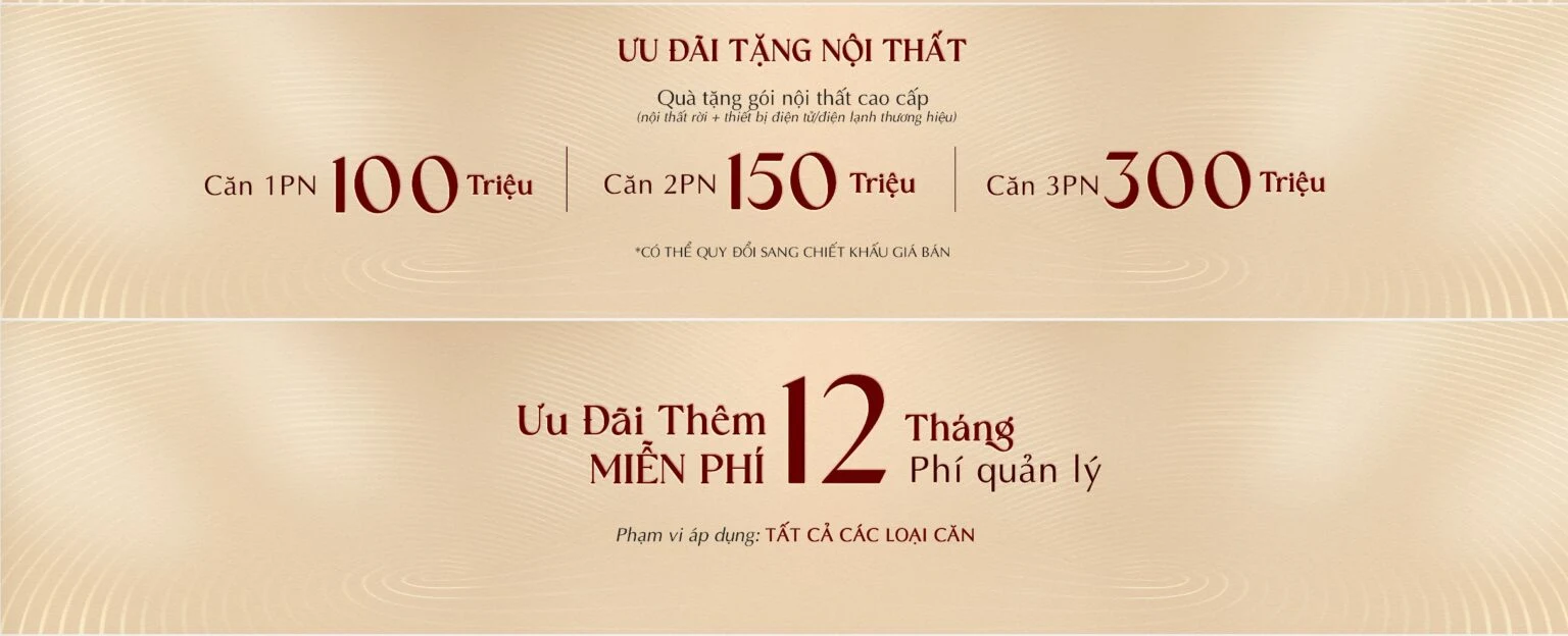 Ưu đãi tặng nội thất và miễn 12 tháng phí quản lý Khải Hoàn Imperial